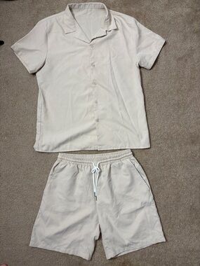 Cream Men’s 2 Piece Short Set